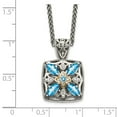 thumbnail image 3 of 925 Sterling Silver Spiga Wheat Necklace with Pendants Chain Shey Couture 14K Accent 18 Inch Antiqued Diamond and Marquise Blue Topaz 16 mm, 3 of 3