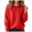 Red, variant on Women's Sweater Hoodie 2025 Fall Winter Long Sleeve Casual Plain Knit Hooded Sweatshirt Pullover Top