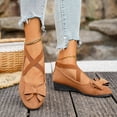 thumbnail image 4 of Rokment Women's Bow Wedge Strappy Ballet Flat for Ladies 2026 Spring Fall Suede Fashion Casual Pointed Toe Low Heel Slip on Dress Shoes B Size 7.5, 4 of 8