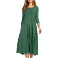 thumbnail image 3 of Vestidos de primavera para las mujeres 2024 vestido boho casual color sólido manga media gran swing vestido de cintura alta vestidos de novia de verano, 3 of 5