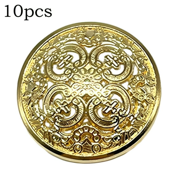 VANIDO 10Pcs Round Metal Buttons Hollow Carved Sewing for Jacket Suits Sweaters Crafts Gold 20mm