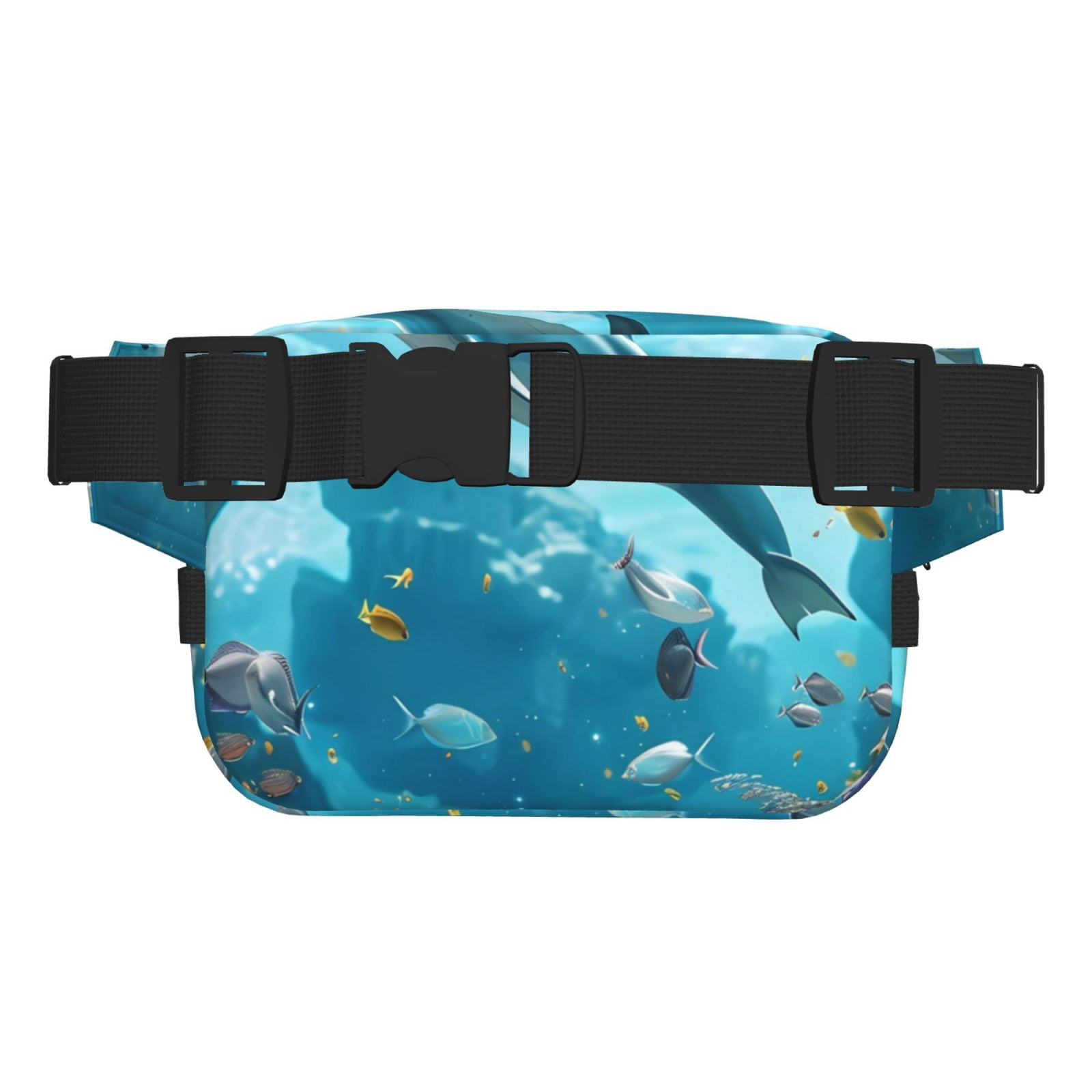 Fuzoiu Underwater Dolphin Scene Print Unisex Square Double Layer Waist Bag,Crossbody Fanny Pack Travel Workout Accessory
