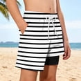 thumbnail image 5 of Guluxicc Boys Swim Trunks with Compression Kids Striped Printed Beach Shorts Summer Quick Dry Bathing Suit Swimsuit with Pockets, 5 of 10