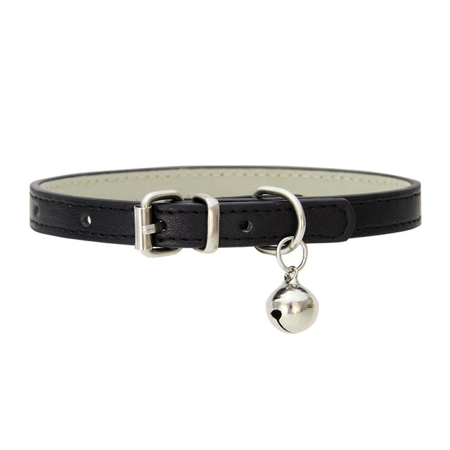 JUNWELL Leather Cat Collars with Bells Safety Adjustable Collar for Pet Kitten Puppy Small Dogs Cats