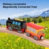 Railway Locomotive Magnetically Connected Electric Small Train Magnetic Rail Toy Compatible with Wooden Track Present for Kids