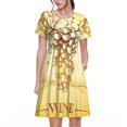 thumbnail image 1 of Balery Bunch of Grapes Vestidos sueltos de manga corta para mujer, vestidos de verano 2025, vestidos casuales de corte A con vuelo., 1 of 6