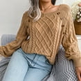 thumbnail image 4 of Women Autumn Winter Knit Sweater Casual Square Neck Twist Knit Pullover Sweater, 4 of 5
