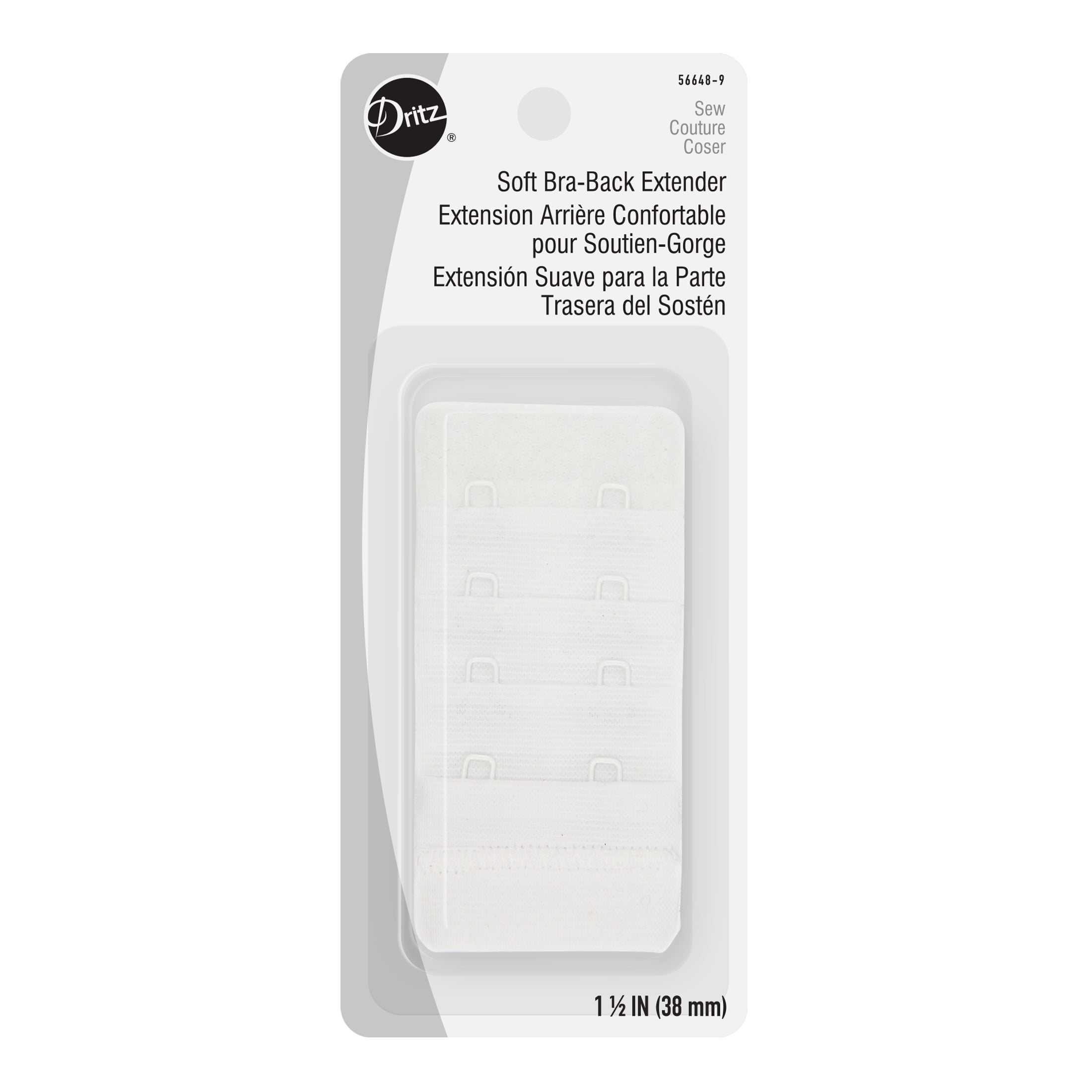 (4 pack) Dritz Soft Bra-Back Extender 1-1/2"-White 2 Hooks