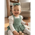 thumbnail image 6 of Loicainy Infant Baby Girls Fall Outfit 3 6 9 12 18 Months Long Sleeve Romper with Overall Dress and Headband Clothes Set, 6 of 9