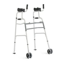 Medline Upright Aluminum Junior Folding Walker – Comfortable, Maneuverable, For Injury, Balance, Posture & Recovery