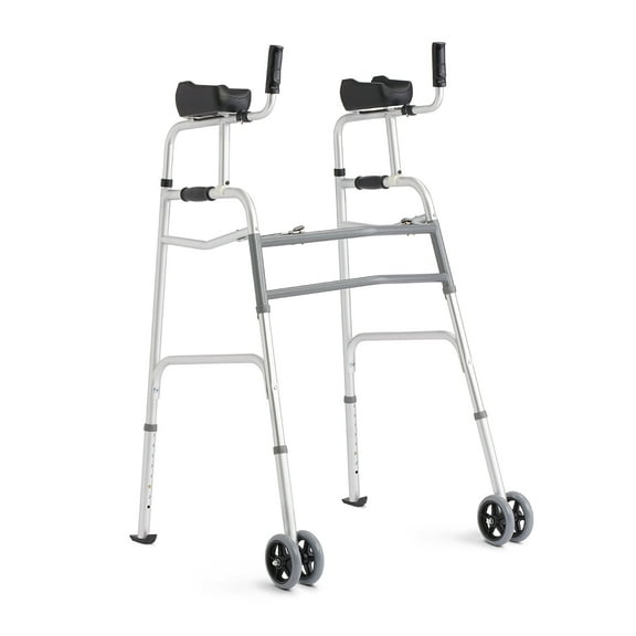 Medline Upright Aluminum Junior Folding Walker – Comfortable, Maneuverable, For Injury, Balance, Posture & Recovery