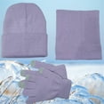 thumbnail image 2 of ZJXFGS Hat And Gloves For Women,Hat Gloves Scarf Set Women,Womens Winter Scarf,Scarf And Hat Set For Women,Womens Hat Scarf And Gloves Set Winter,Ladies Winter Hats,Hat Set For Women,Purple,One Size, 2 of 3