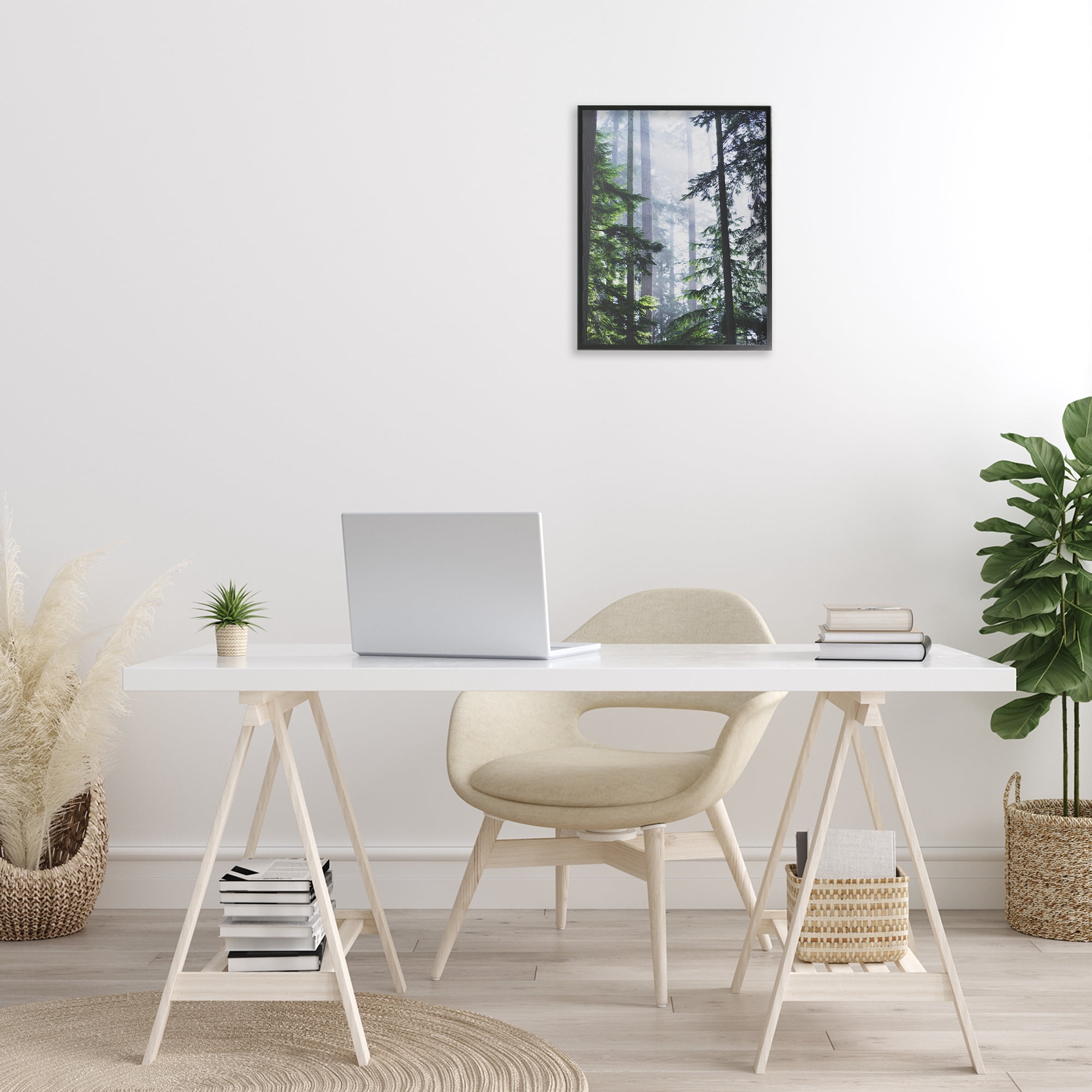 Stupell Industries Foggy Forest View Landscape Photography Black Framed Art Print Wall Art, 16 x 20