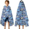thumbnail image 3 of Blue Soccer Themed Pattern Hooded Bath Towel，60"x35" for Ages 3 To 12 Kids, Quick Dry Lightweight Soft Microfiber Hood Beach Towel Cover Up for Kids, 3 of 7