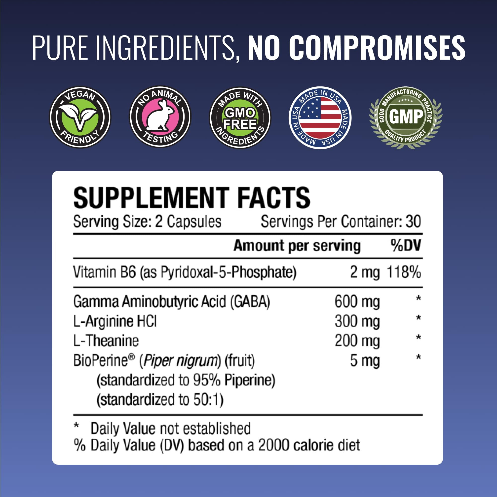 Approved Science GABA+ - Promote Calm, Improve Sleep, Boost Mood - GABA, L-Theanine, L-Arginine, Vitamin B6, BioPerine - High Absorption - 60 Capsules - Vegan