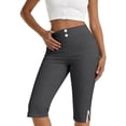 thumbnail image 2 of Asxite Womens Shorts High Waisted Solid Side Slit Button Detail Yoga Stretchy Firm Summer, 2 of 5