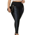 thumbnail image 6 of ABATAB Womens Plus Size Leather Leggings High Waisted Slimmer Pants Pleather Stretchy Comfy Trendy Tights Trousers, 6 of 6