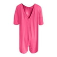 thumbnail image 4 of Womens V Neck Casual Short Sleeve Romper Oversized Tee Rompers Athletic Workout Reversible Overalls With Pockets Pearl Back Jumpsuit New Years Jumpsuit Seasonal Attire Formal Jumpsuits for Women, 4 of 5