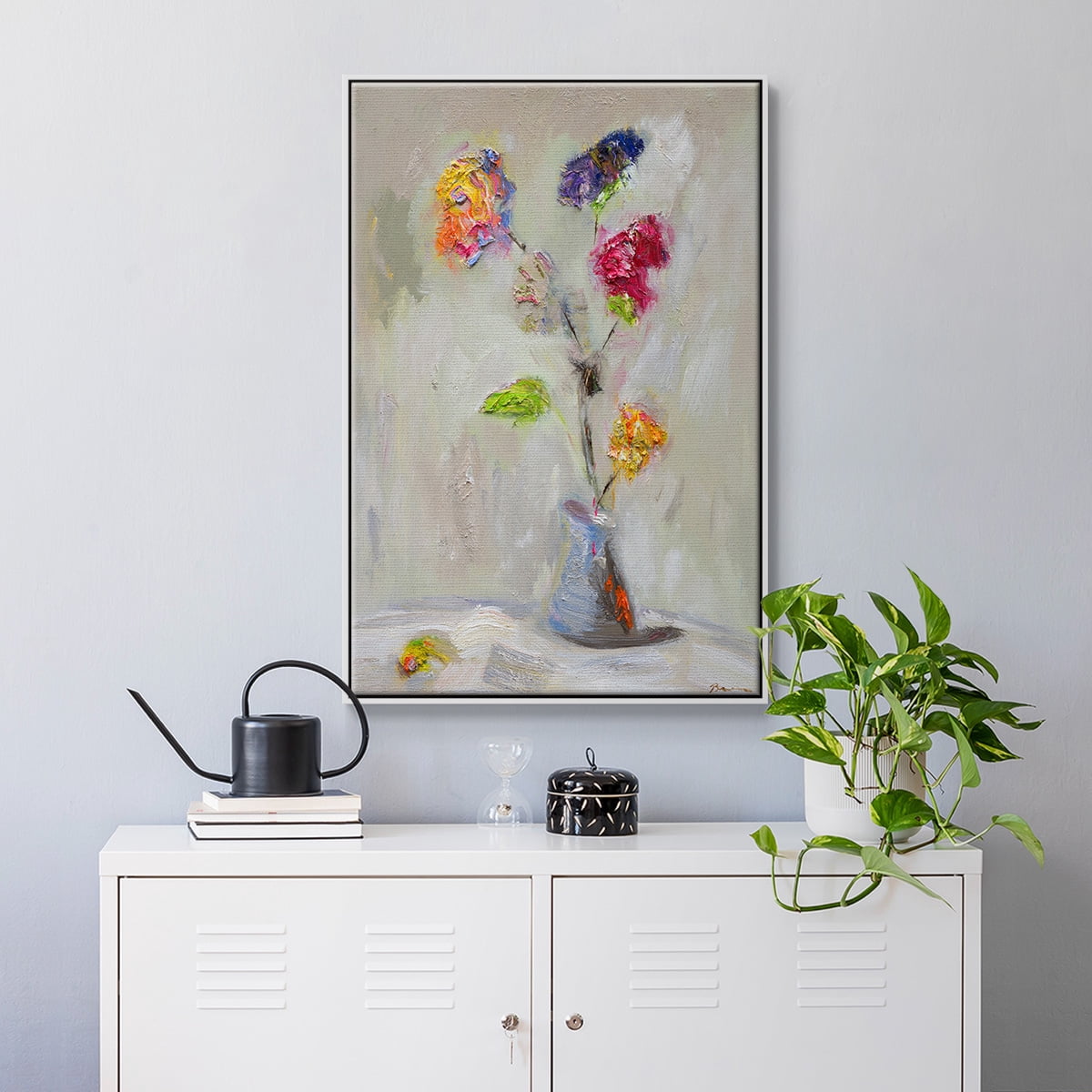 Neoplitan Floral Framed Premium Gallery Wrapped Canvas - Ready to Hang