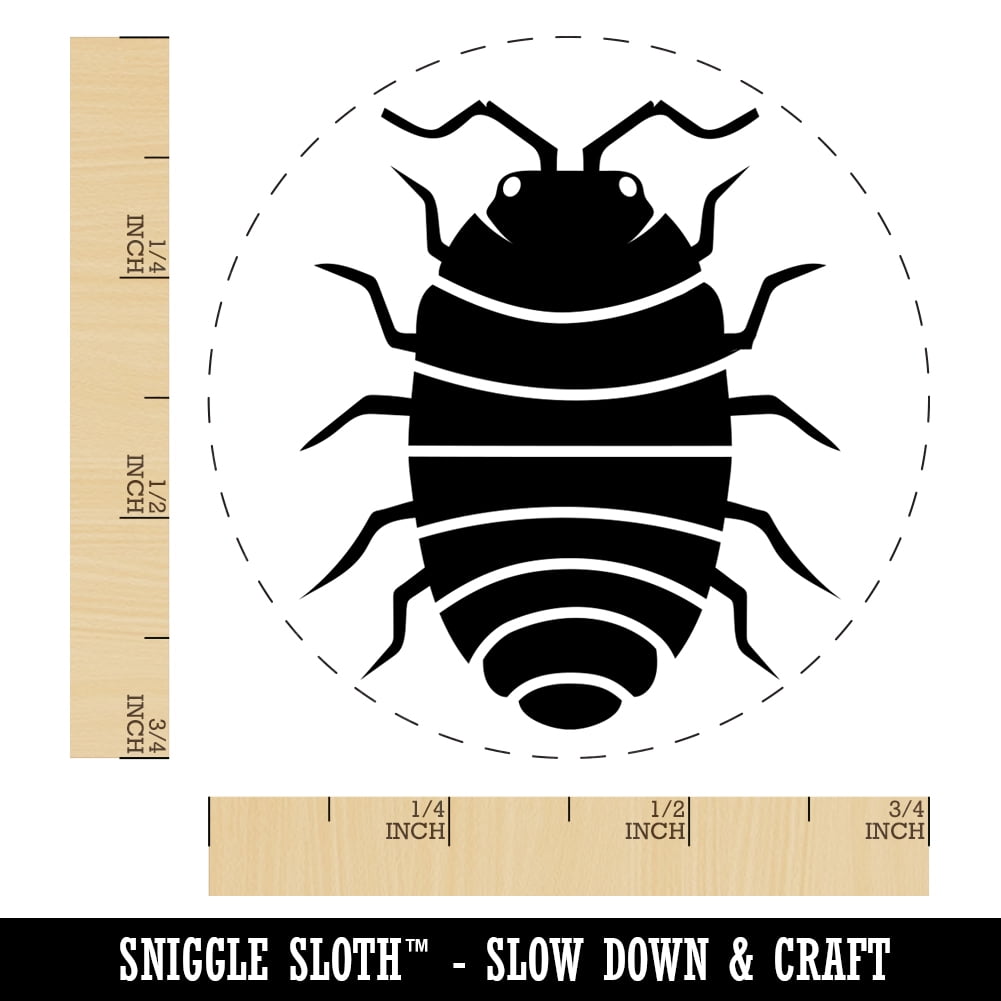 Isopod Pill Bug Woodlouse Self-Inking Rubber Stamp Ink Stamper - Fuchsia Ink - Small 3/4 Inch