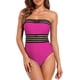 thumbnail image 1 of Trajes de baño de una pieza sin tirantes para mujer Trajes de baño con control de abdomen Trajes de baño adelgazantes con cuello halter, 1 of 6