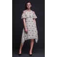 thumbnail image 5 of Bimba Watercolor Print Flutter Sleeve Womenâ€™s Party Tunic Cold Shoulder Midi Dress-Large, 5 of 6
