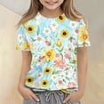 thumbnail image 5 of Abcomgle Tshirts for Kids Girls Crewneck Sunflower Watercolor Blooms Toddler T-Shirt Short Sleeve Toddler Girls T-Shirts Summer Trendy Cotton Toddler Tops Girls, 5 of 5