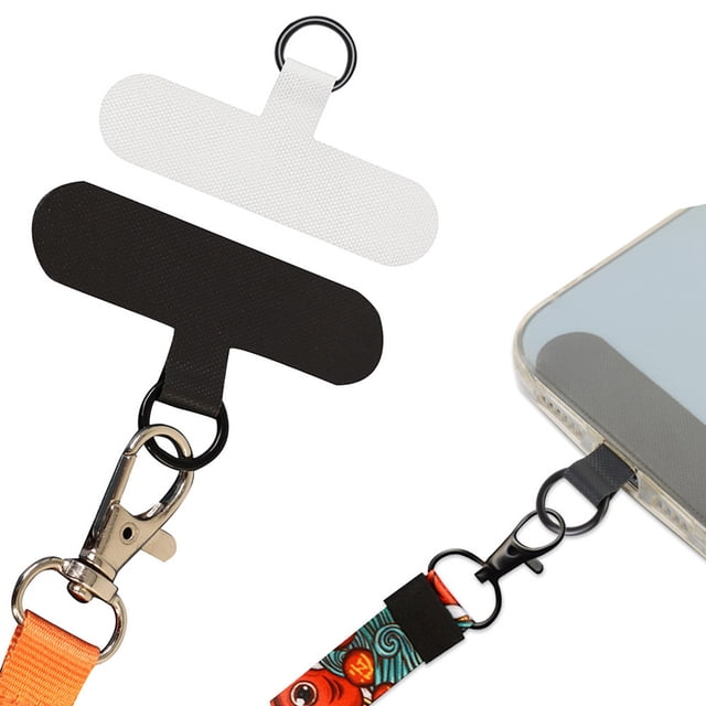 Pestaña de sujeción para teléfono, parche de cordón para teléfono celular, pieza de repuesto de correa de teléfono para todas las fundas de teléfono completo (negro+blanco)