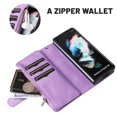 thumbnail image 4 of Dteck Samsung Galaxy Z Fold4 Wallet Case Zipper Pocket PU Leather Card Slot Purse Folio Flip Magnetic Phone Cover with Wrist Strap for Samsung Z Fold4 2022,Purple, 4 of 6
