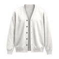 thumbnail image 6 of V‑Neck Loose Fit Cardigan for Men Long Sleeve Button Down Casual Coat Soft Stretch Fall Basic Jacket for Work Travel Hiking Daily Wear,XL,White, 6 of 9