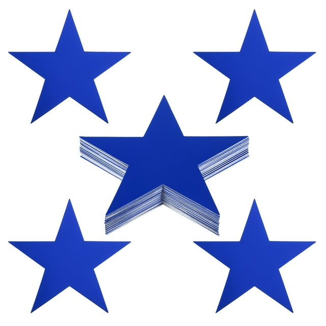Uxcell 6" Star Cutouts, 48 Pack Star Cutout Double Printed Paper Stars for Classroom Decoration DIY Craft, Blue