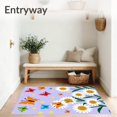 thumbnail image 3 of ODIKA 8'x10' Machine Washable Non-Slip Area Rug, Whimsical Parade on Blooming Daisy Pathways High Traffic Rug with Pad, Purple, 727857, 3 of 8