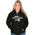 thumbnail image 4 of How Cut Carbs Cutter Foodie Pizza Unisex Fleece Graphic Zip Up Hoodie Brisco Brands 2X, 4 of 5