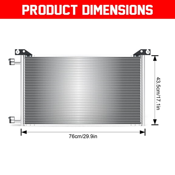 A/C Condenser for 2000-2014 GMC Sierra 1500 Direct-Fit Replacement Aluminum 1-Pack 29.99" x 17.1" x 0.63"
