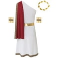 thumbnail image 3 of vastwit Mens Ancient Greek Toga Roman Caesar Warrior Robes Tunic Dress with Headwear Set Burgundy S, 3 of 7