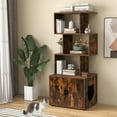 thumbnail image 4 of Gymax 56'' Tall 2-in-1 Hidden Cat Washroom Furniture w/3 Open Shelves Side Entry Doors Brown, 4 of 10