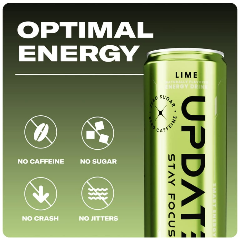 Update Energy Drink With Paraxanthine No Jitters No Crash No Caffeine 0g Sugar Lime 12 Pack