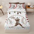 thumbnail image 3 of Homewish Brown Dripping Baseball Stitch Batter Silhouette Graphic Zipper Twin Comforter Sets with Fitted Sheet and 2 Pillowcases,Baseball Graphic Zipper Bedding Set,4-Piece, 3 of 6