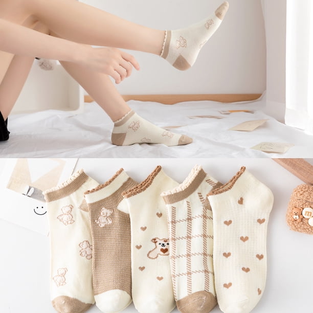 Calcetines cortos de verano para mujer, calcetines náuticos de caña baja con dibujos animados en blanco y negro, calcetines casuales para mujer, calcetines bajos transpirables de moda