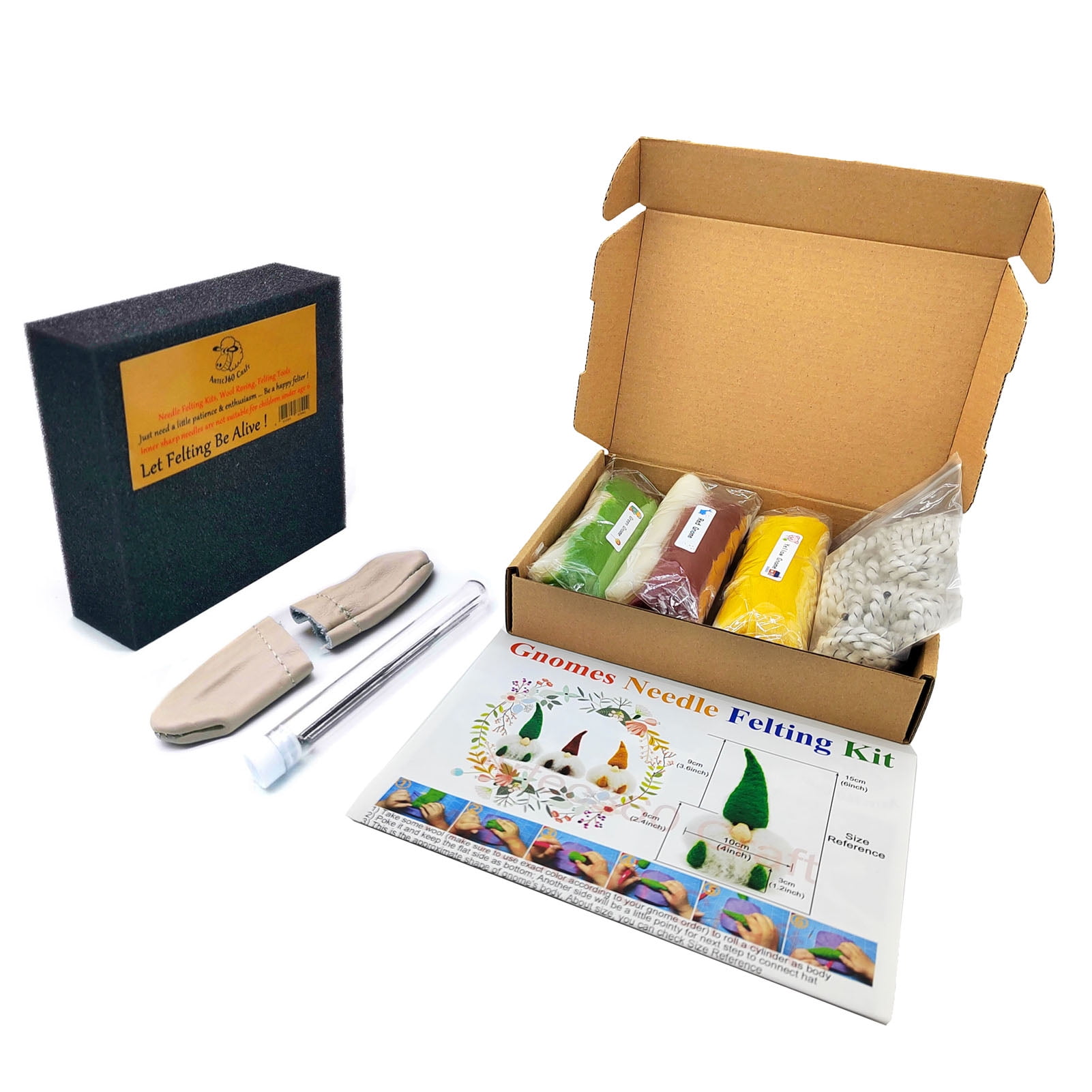 Feltsky 3 Pack Mini Gnomes Needle Felting Kits for Beginners Gift for Mother's Day Birthday