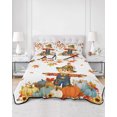 thumbnail image 2 of Quilts Queen Size Bedding Set, Fall Scarecrows Reversible Summer Quilt 3 Pieces, Thanksgiving Autumn Harvest Pumpkins Leaves Lightweight Bedspreads Coverlets with 2 Pillow Shams for All Seasons, 2 of 5