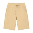thumbnail image 5 of Gtoiithly Women's Summer Elastic High Waist Drawstring Wide Straight Leg Relaxed Fit Casual Shorts with Deep Pockets Beige M, 5 of 5