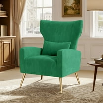 Daluvenix Velvet Accent Chair for Living Room, Modern Arm Chair with Pillow, Single Sofa Lounge Chair for Bedroom & Reading Room, Green