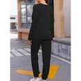 thumbnail image 4 of Femmes 2 Pièce Tenue en Vrac Extensible Pull Manches Longues Pantalon Automne Pyjamas Ensemble Noir XXL, 4 of 6