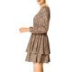 thumbnail image 4 of Vestido de capa con volantes de manga larga de leopardo para mujer INSPIRE CHIC color marrón claro S, 4 of 7