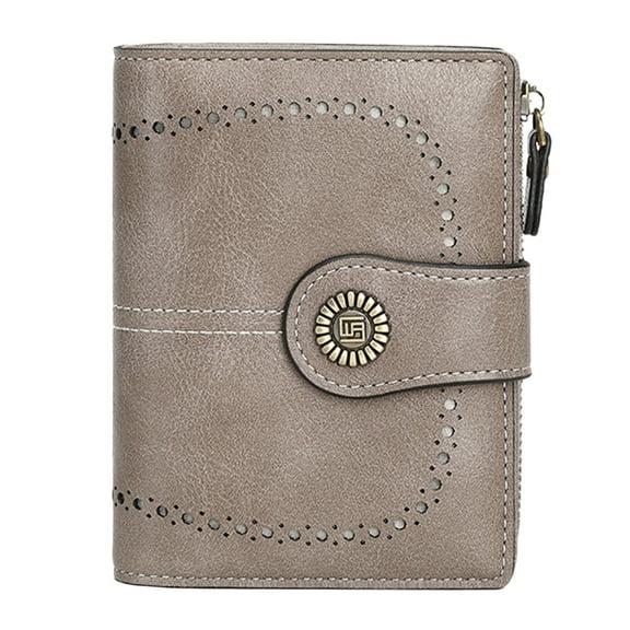 Egoelife Small Wallet For Women Leather Wristlet Purse Zipper Pocket Credit Card Holder RFID Blocking Bifold With ID Window