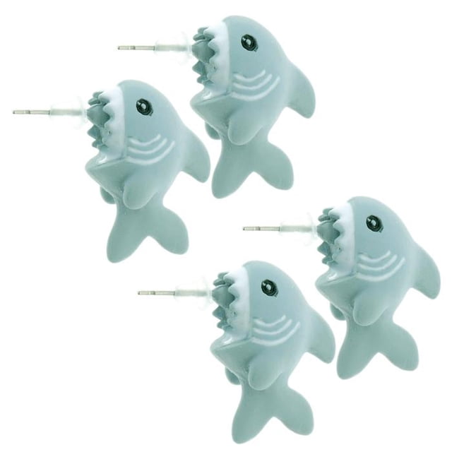 Aretes de joyería VentDepot EarringShark01 2Pzas Tiburón Tuerca Verde Silicona