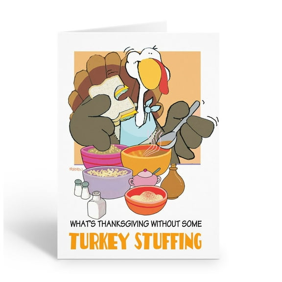 Funny Turkey Stuffing Thanksgiving Greeting Card - 12 Cards with Envelopes - Tha