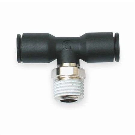Push-Fit Tee Fitting 1/4 in Tube Size Fiberglass-Reinforced Nylon Black 10 PK 3108 56 18
