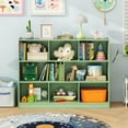 thumbnail image 4 of Costway 8 Cube 3-Tier Open Wooden Bookshelf Toy Storage Organizer with Anti-toppling Kits Green, 4 of 9